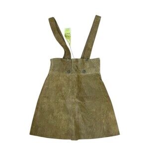 Flirty Boho ~ Hippie Vintage Olive/Tan Pinafore Mini Dress Vintage But NWT